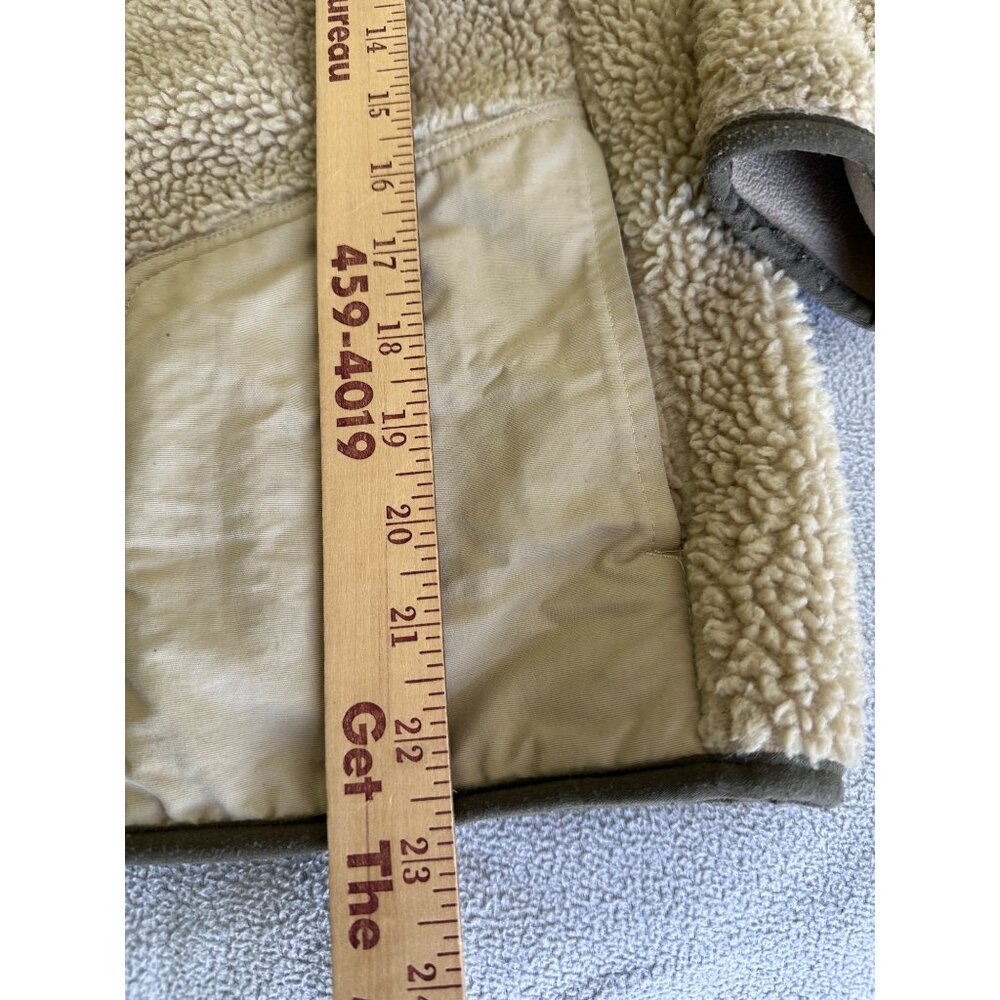 Lands End Kids Jacket Medium 8/10 Sherpa Full Zip‎ Hood Oatmeal Fleece Sweater - Picture 11 of 12